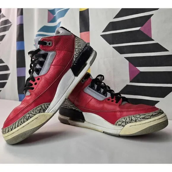 Air Jordan 3 Retro SE Unite Mid Red Gray Shoes Sneakers CK5692-600 Mens Size 10 CK5692-600 Nike Air Jordan 3 Retro SE Unite Fire Red Cement  main image 4